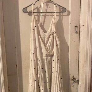 LOFT White Polka Dot Midi Dress